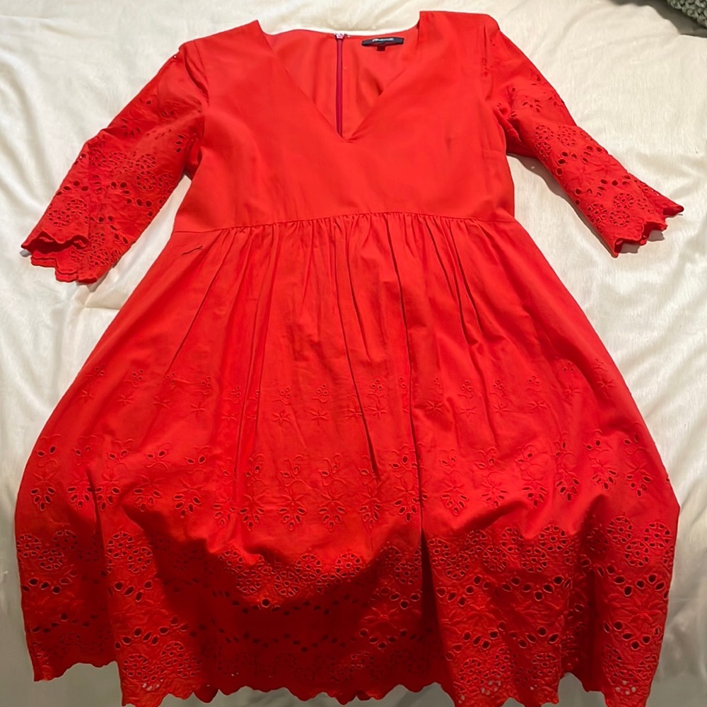 Madewell Red Embroidered Dress